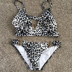 Victoria's Secret Black and White Leopard Print Bikini Set